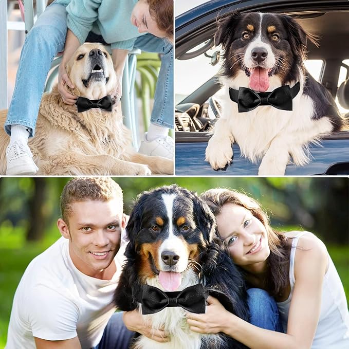 Segarty Dog Wedding Outfit, Adjustable Black Bowtie Collar for Extra Large Dogs, Durable Dog Neck Tie Tuxedo Comfortable Pets Grooming Accessories for Formal Wedding Holiday Birthday Gift Party