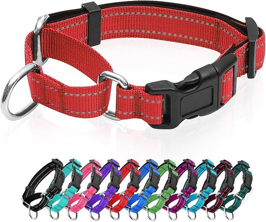 Reflective Martingale Dog Collars. Dog Collar with Quick Release Buckle. Adjustable Soft Padded Breathable Nylon Pet Collar Suitable for Puppies for Small Medium Large Dogs.