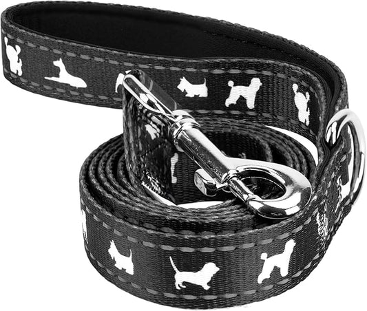 EcoBark Dog Leash - Soft & Reflective Comfort Training Leashes with Padded Handle - Strong Durable Heavy Duty - Training and Pulling for Small, Medium or Large Dogs (Black)