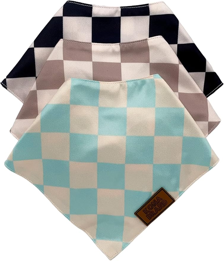 KonaBrandCo- Premium Handmade Dog Bandana | Dual Layered Silky Durable Polyester Fabric | Adjustable Fit Custom Shape- Won't Roll (Small, LUNA)