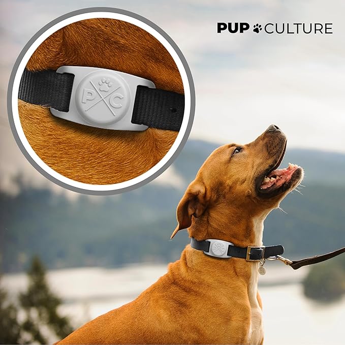 Pup Culture AirTag Dog Collar (2 Pack), Extra-Durable, Lightweight, and Protective AirTag Case for Dog Collar - Track Your Pet Using Apple AirTag Technology - Dog Collar AirTag Holder