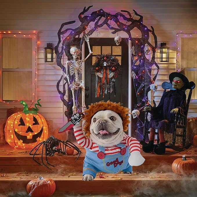 Pet Halloween Costume, Dog Funny Costume Halloween Cosplay Outfits Cute Clothes Adjustable Party Dress Up Apparel Accessories for Small Medium Large Dogs (Small)