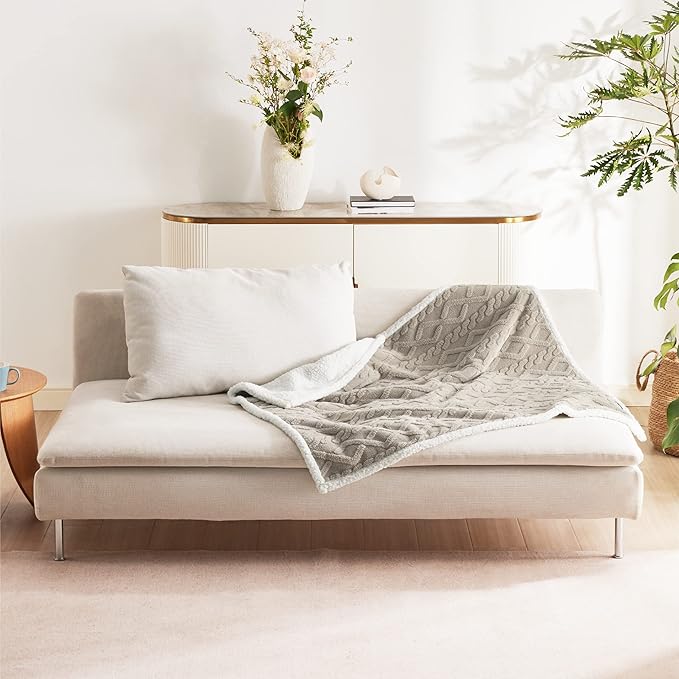 Bedsure Waterproof Dog Blankets for Medium Dogs - Pet Blanket for Couch Protector Washable, Jacquard Coral Fleece Cat Throw Blanket, Soft Plush Reversible Furniture Protection, 30"x40", Pale Oak