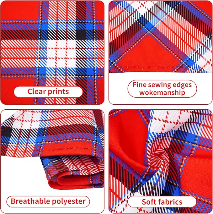 7 PCS Plaid Dog Bandanas for Large Dogs Breed Extra Large Polyester Dog Bandana Print One Side XL Scarves Party Grooming L