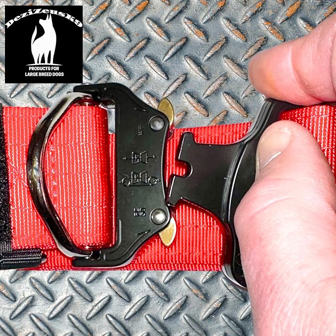 Tactical Dog Collar 2 Inch Wide Thick Heavy Duty Military Style with Metal Buckle, Adjustable for Medium - Large Breeds, Durable K9 Training Gear with Patch Area, USA Flag Patch, Strong and Secure Fit