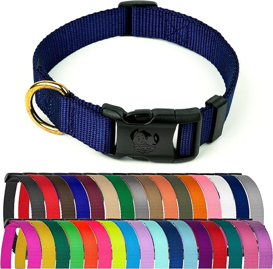 Country Brook Petz - American-Made Dog Collar for Large, Medium, and Small Dogs and Puppies - Deluxe Heavy Duty Nylon in 33 Dazzling Colors (Extra Large, 1 Inch Wide, Navy Blue)