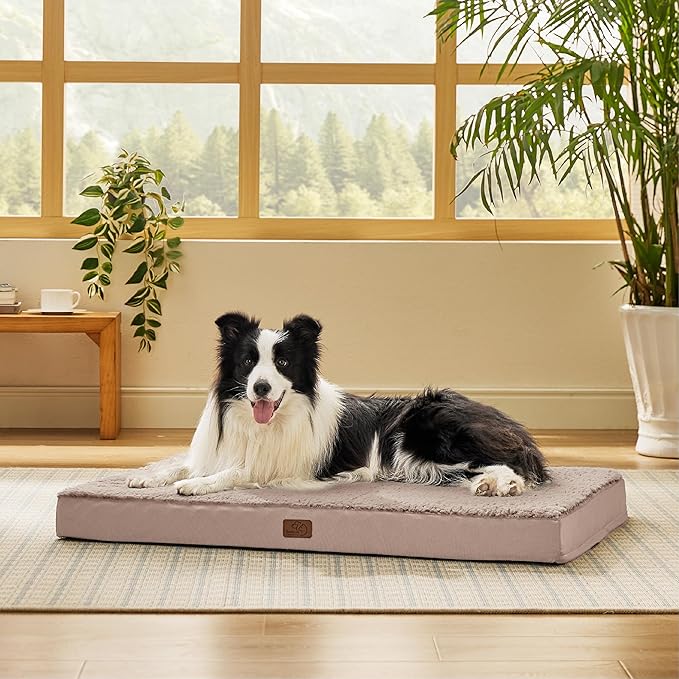 Bedsure Dog Bed for Large Dogs - Orthopedic Waterproof Puppy Beds with Removable Washable Cover, Egg Crate Foam Pet Mat, Suitable for Pet Up to 65 lbs