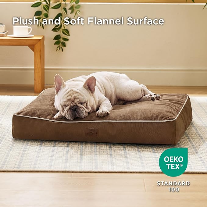 Bedsure Waterproof Dog Bed for Medium Dogs - 4 Inch Thicken Up to 45lbs Pet Mat Pillows with Removable Washable Cover, Nuthatch
