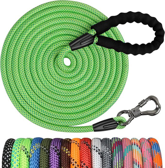 NTR 100FT Leashes for Large Breed Dogs, Long Leash with Swivel Lockable Hook and Comfortable Padded Handle, Puppy Leash Lead for Walking, Hunting, Camping, Backyard for Small Medium and Large Dogs