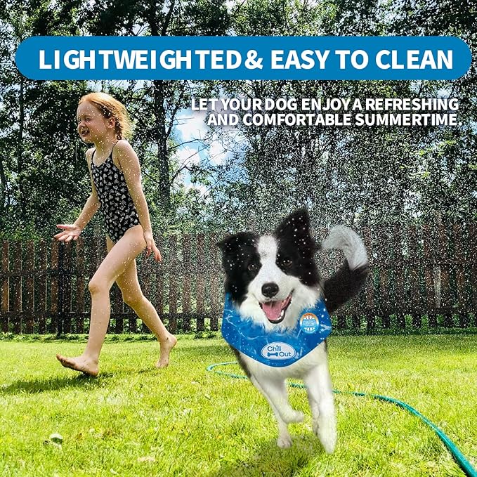 ALL FOR PAWS Cooling Neck Wraps for Dogs,Ice Dog Bandanas,Do g Cooling Bandana,Chill Out Blue Do g Collar Neck Cooler (XL)