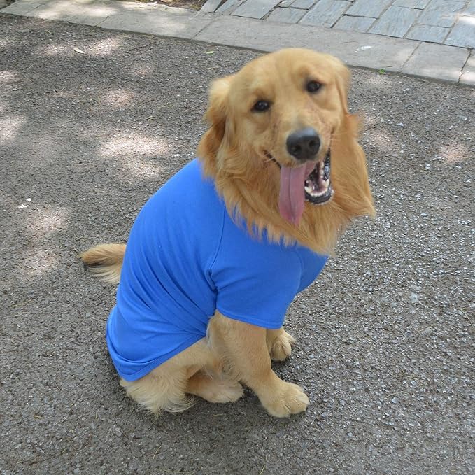 Lovelonglong Pet Clothing Dog Costumes Basic Blank T-Shirt Tee Shirts for Medium Large Dogs Blue XXXL