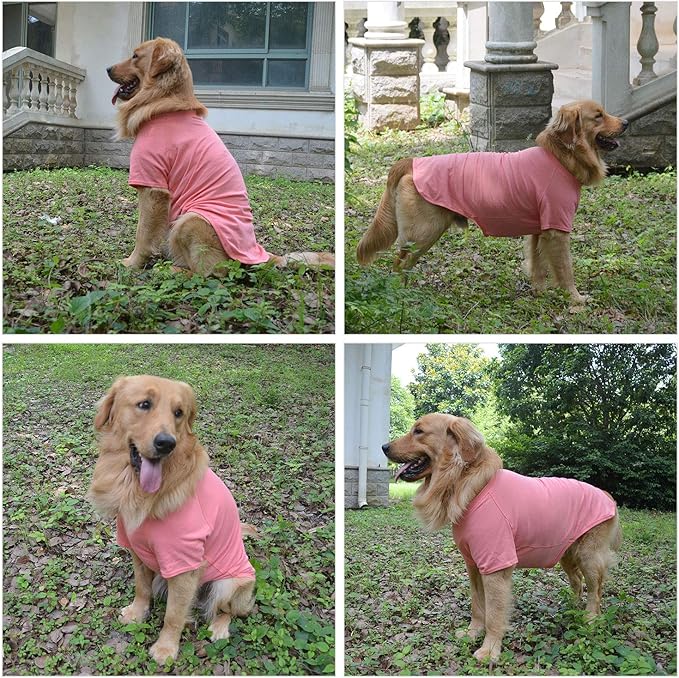 Lovelonglong 2019 Pet Clothing Dog Costumes Basic Blank T-Shirt Tee Shirts for Medium Dogs Lotus Pink XXL