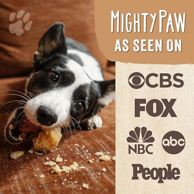 Mighty Paw Yak Cheese Puffs for Dogs - All-Natural Pet Treats for All Sized Breeds - Odorless Limited-Ingredient Chews for Puppies & Power-Chewers - Rich in Protein and Calcium - Easy to Chew (8 oz.)