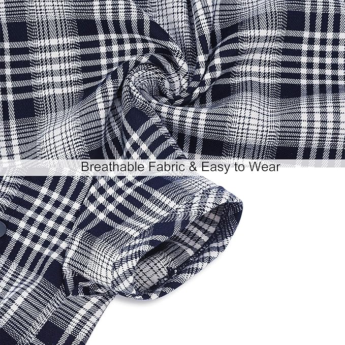 Dog Shirt Plaid for Small Dogs Cats Puppy Boy Girl Dog Clothes Soft Pet T-Shirt Breathable Cat Shirt Clothes Tee Adorable Halloween Thanksgiving [Blue#2; XL]