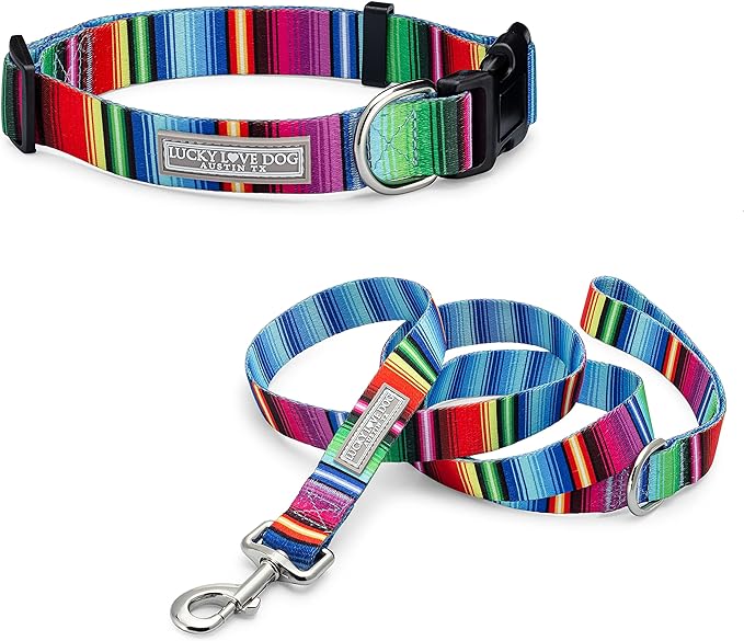 Lucky Love Dog - Adjustable Dog Collar and Leash Set with Easy Click Buckle for Small to Large Dogs, Durable, & Comfortable Collar for Male & Female Dogs, Puppies & Adult Ones - Nacho Combo, XS