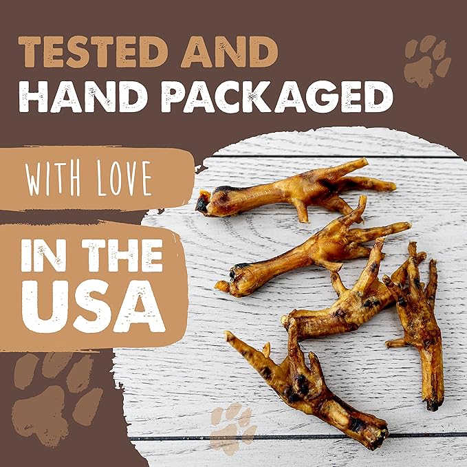 Mighty Paw Naturals Chicken Feet Dog Treats (30 Pack) | 100% Natural Dehydrated Chicken Feet for Dogs. Dried Treat for Pets. Single Ingredient Chews