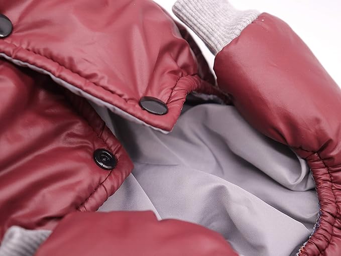 Winter Small Medium Dog Coat,Hooded Four-Legged Dog Jacket Cotton-Padded for Puppy Cat Doggie Pets Dog Clothes Apparel Clothing (XXL, Red)
