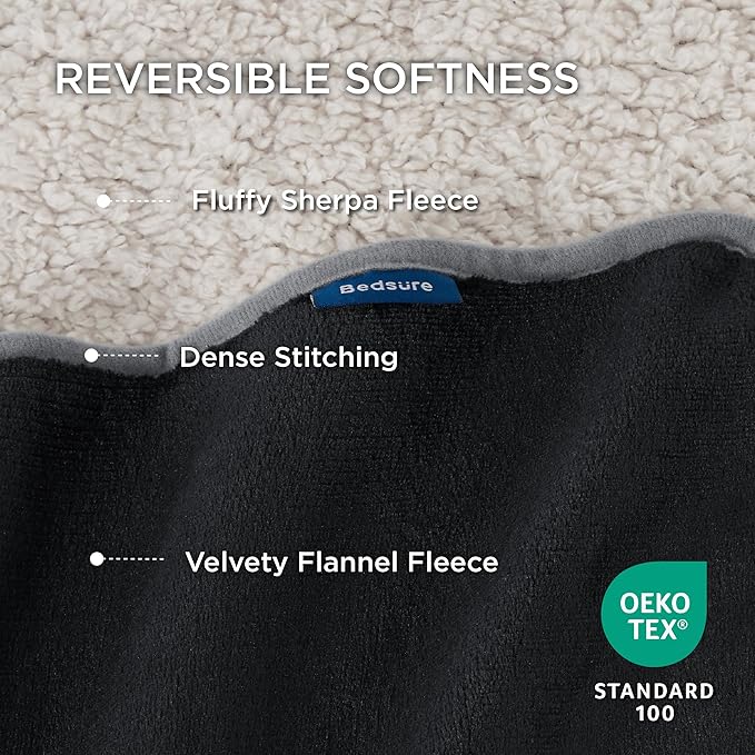 Bedsure Cat Blanket for Indoor Cats - Waterproof Calming Cat Blankets for Kitten, Sherpa Fleece Pet Blanket, Soft Plush Reversible Throw Furniture Protector, 35"x25", Black