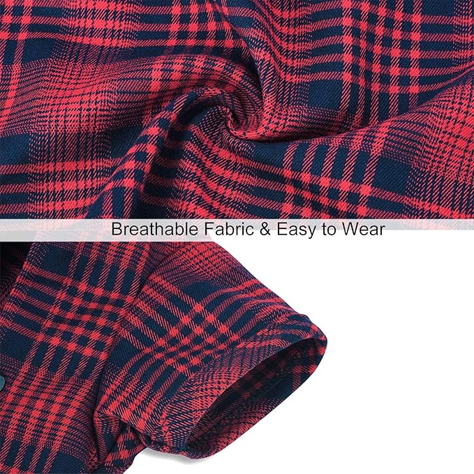 Dog Shirt Plaid for Small Dogs Cats Puppy Boy Girl Dog Clothes Soft Pet T-Shirt Breathable Cat Shirt Clothes Tee Adorable Halloween Thanksgiving [Red#2; 3XL]