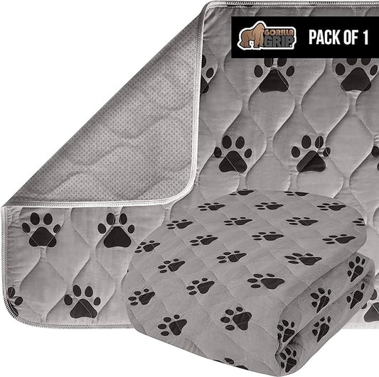 GORILLA GRIP Washable Puppy Pads, 40x26, Slip Resistant Dog Crate Mat, Waterproof Cloth Pee Pad for Training Puppies in Playpen, Reusable Pet Incontinence Blanket, Protects Sofa, Furniture, Floors