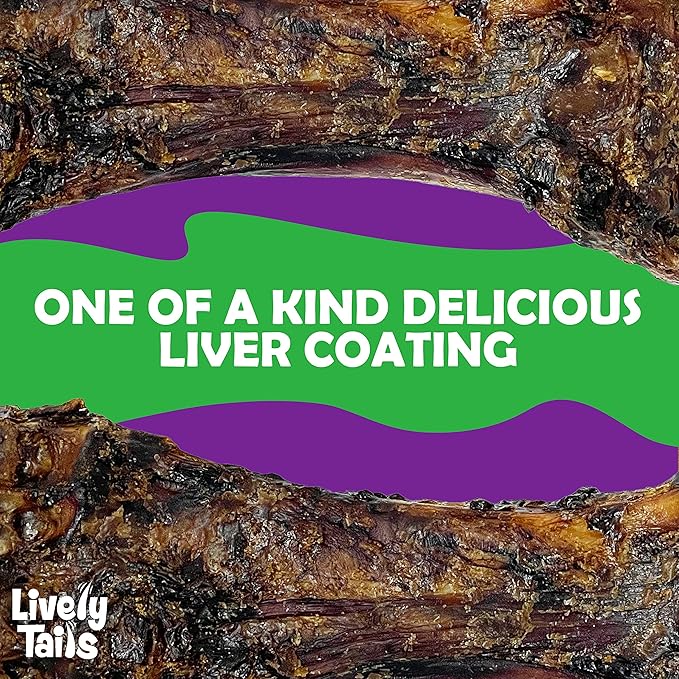 Liver Coated Dog Bones for Aggressive Chewers, Chew Bone for Large Dogs, Beef Shin Large Bone, Long Lasting Dog Bones, 2 Pack