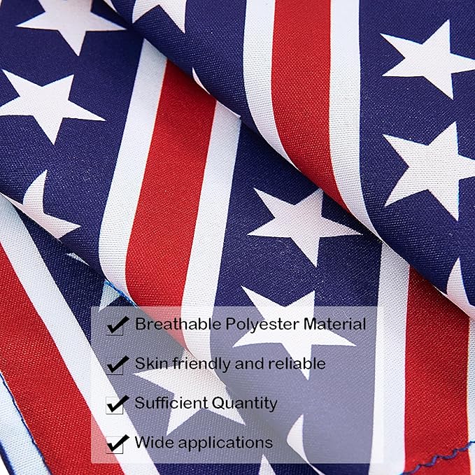 10PCS 4th of July Dog Bandanas Large American Flag Stars and Stripes Patriotic Balloons Pattern for Extral Large XL XXL Breed Scarves Independence Day Party Grooming Accessories