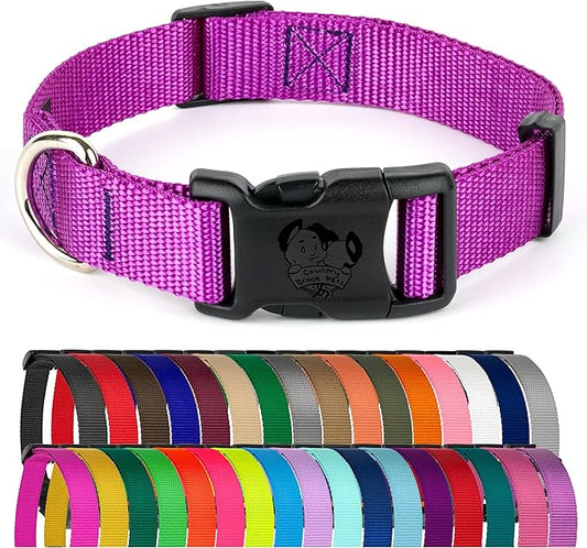 Country Brook Petz - American-Made Dog Collar for Large, Medium, and Small Dogs and Puppies - Deluxe Heavy Duty Nylon in 33 Dazzling Colors (Large, 1 Inch Wide, Bright Purple)