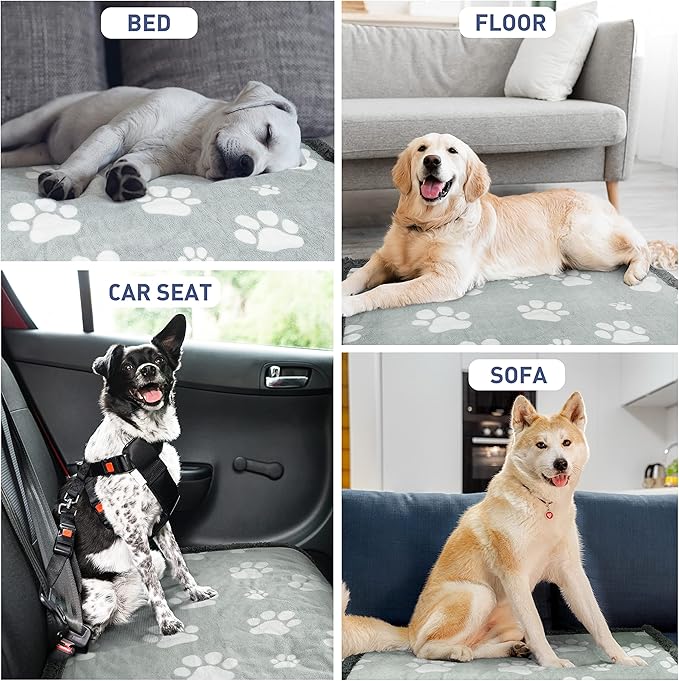 Kritter Planet Waterproof Dog Blankets for Small Dogs, Puppy Blankets for Litter, Cat Blankets for Indoor Cats Washable, Reversible Fleece Pet Mat for Crates, Car Seats, and Furniture