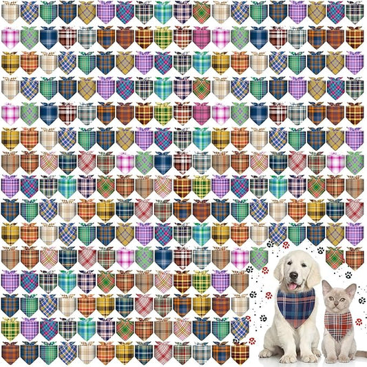 Aliceset 180 Pcs Dog Bandana Bulk Stripe Bandanas for Dogs Adjustable Washable Pet Triangle Scarf Retro Print Dog Kerchief Bibs for Small Medium Large Dog Cat Holiday Costume Accessories