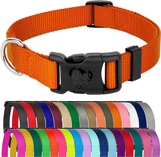Country Brook Petz - American-Made Dog Collar for Large, Medium, and Small Dogs and Puppies - Deluxe Heavy Duty Nylon in 33 Dazzling Colors (Medium, 3/4 Inch Wide, Orange)