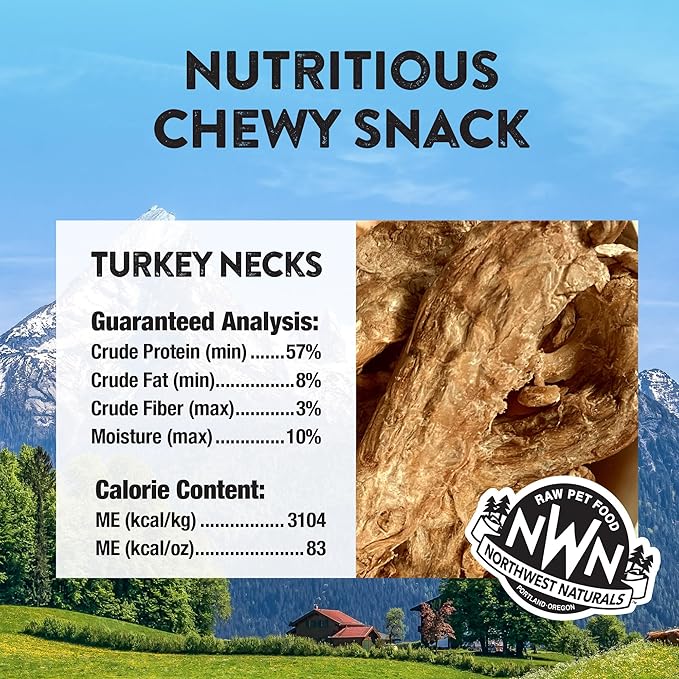 Northwest Naturals Raw Rewards Freeze-Dried Turkey Neck Treats for Dogs and Cats - Whole Neck - Healthy, 1 Ingredient, Human Grade Ingredients, All Natural, Proudly Made in USA, 6 Oz
