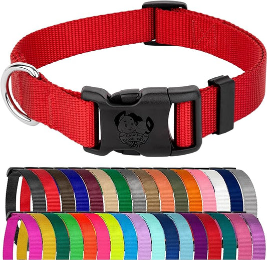 Country Brook Petz - American-Made Dog Collar for Large, Medium, and Small Dogs and Puppies - Deluxe Heavy Duty Nylon in 33 Dazzling Colors (Medium, 3/4 Inch Wide, Bright Red)