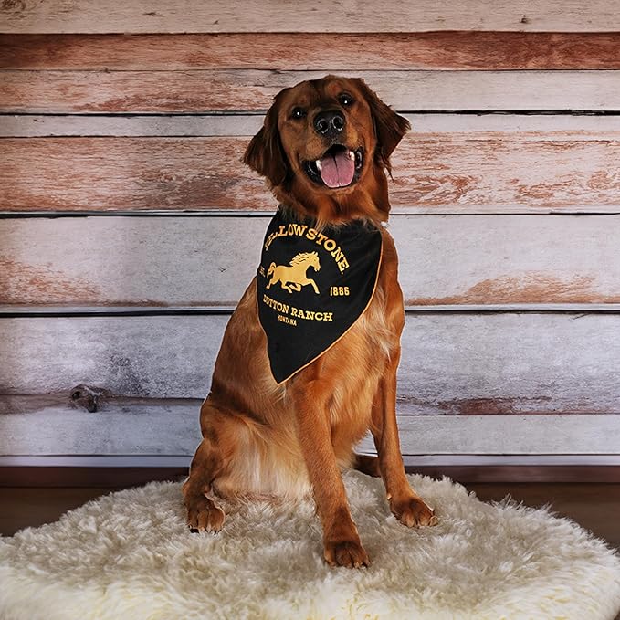 Official Yellowstone Merchandise| Dutton Ranch Dog Bandanas Set - Pack of Western Bandanas for Medium - Large Dogs
