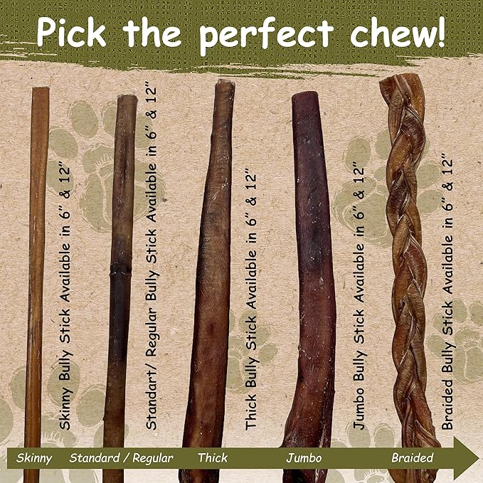 Top Dog Chews 6" Bully Sticks - 25 Pack, All-Natural, Roasted, Sourced from Free-Range Beef, High Protein, Low Fat Dog Chews for Healthy Teeth, Gums & Chewing Satisfaction.