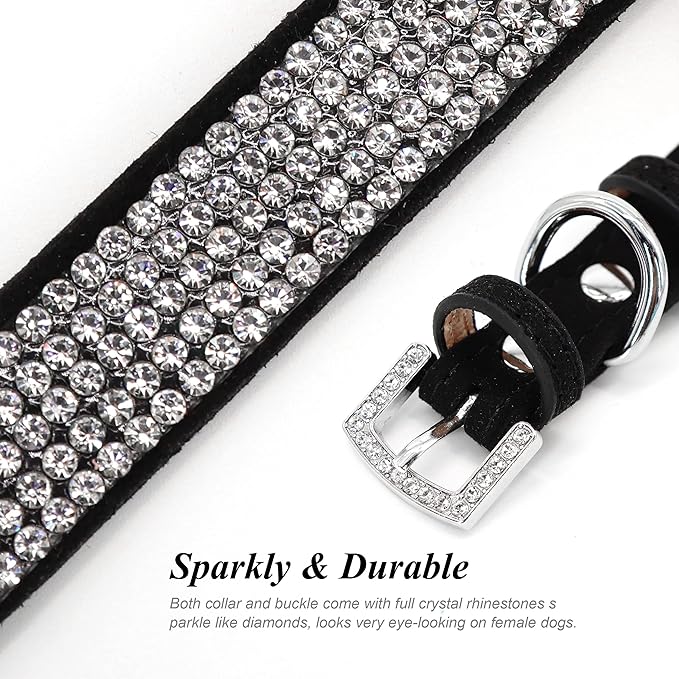 PET ARTIST Bling Dog Collar with Flower, Soft Suede Leather Dog Collar Girl with Sparkling Rhinestone, Cute Red Puppy Collars for Female Small Dogs Cats Walking Party Wedding,XS