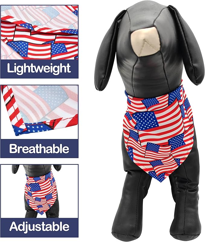 10PCS 4th of July Dog Bandanas for Small XS XXS American Flag Stars and Stripes Patriotic Balloons Pattern Boys Girls Independence Day Party Grooming Accessories