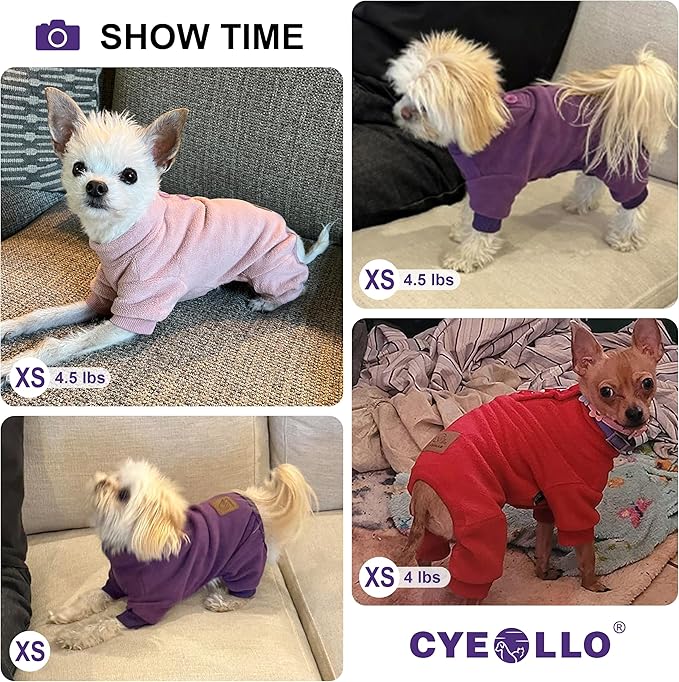 cyeollo Dog Pajamas Fleece Dog Pjs Jumpsuit Thermal Dog Onesie Stretchy Doggie Pet Jammies Outfits for Dogs Cats Apparel, Navy XS