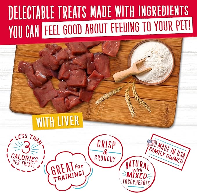 Charlee Bear Original Crunch with Liver Dog Treats, 16 oz (2-Pack) - Made in the USA Natural Training Treats for Dogs