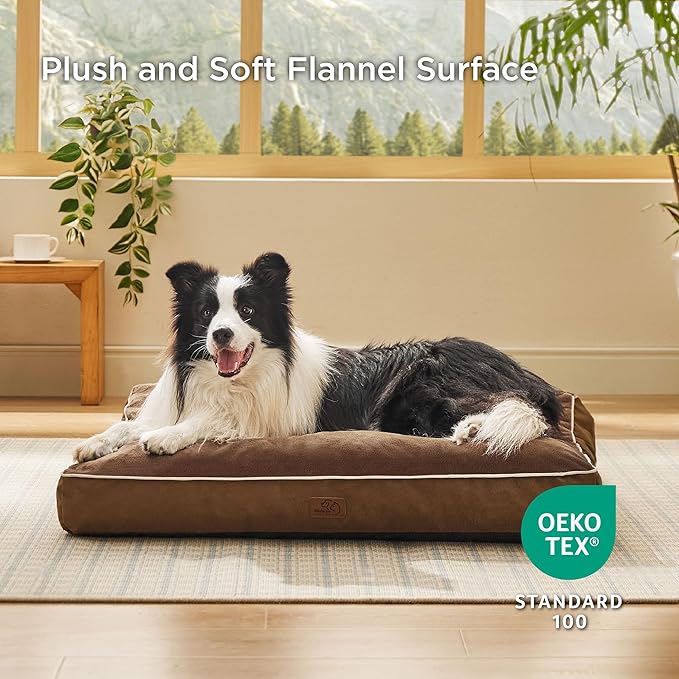 Bedsure Waterproof Dog Beds for Large Dogs - 4 Inch Thicken Up to 80lbs Pet Mat Pillows with Removable Washable Cover, Nuthatch