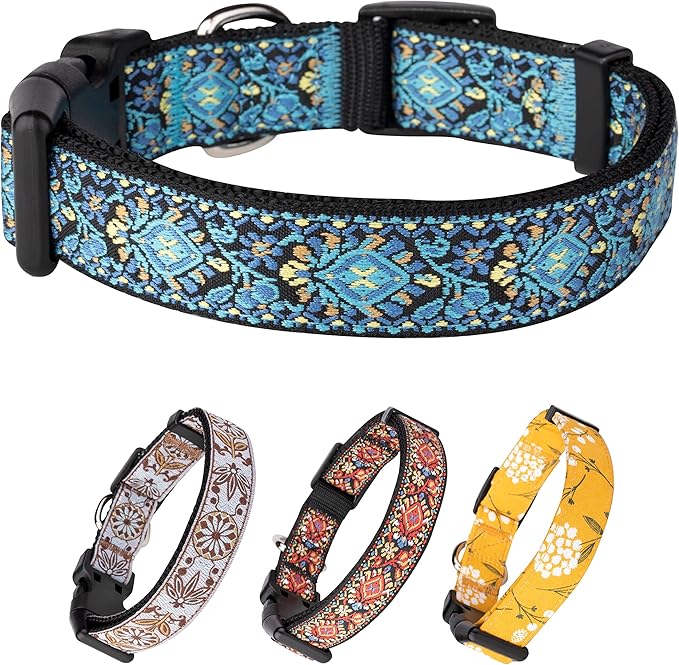 Dog Collars for Small Medium & Large Dogs Long Lasting, Adjustable, Heavy Duty for Girl and Boy Puppy with Quick-Release Plastic Buckle. Blue Collar