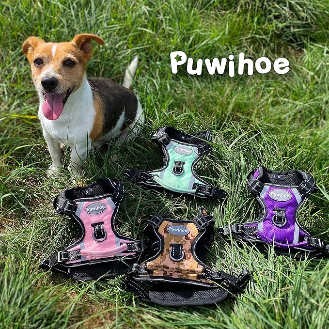 No Pull Dog Harness, Reflective Walking Dog Harness with Easy Control Handle and Front & Back Clips,Adjustable Breathable Soft Padded Dog Vest Harness for Large Medium Small Dogs,Pink,S