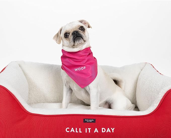 kate spade new york Pet Bandana for Boy or Girl Dogs, Lightweight Bandana for Dog, Cute Dog Scarf for Small or Medium Pets, Red and Pink