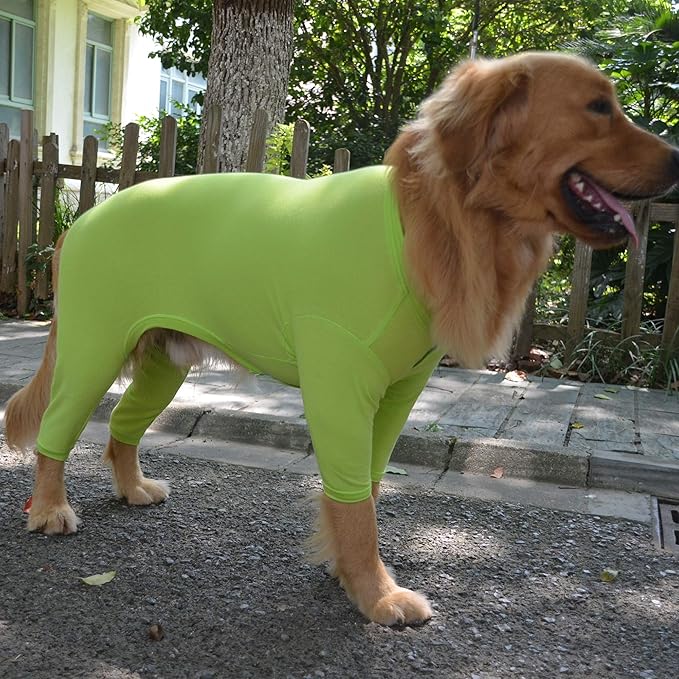 Lovelonglong Four Feet Dog Lightweight Pajamas, Pure Cotton Dog Jumpsuits 4 Legs Dog Onesies T-Shirt Stylish PJS Puppy Costume for Large Medium Small Dogs Green M