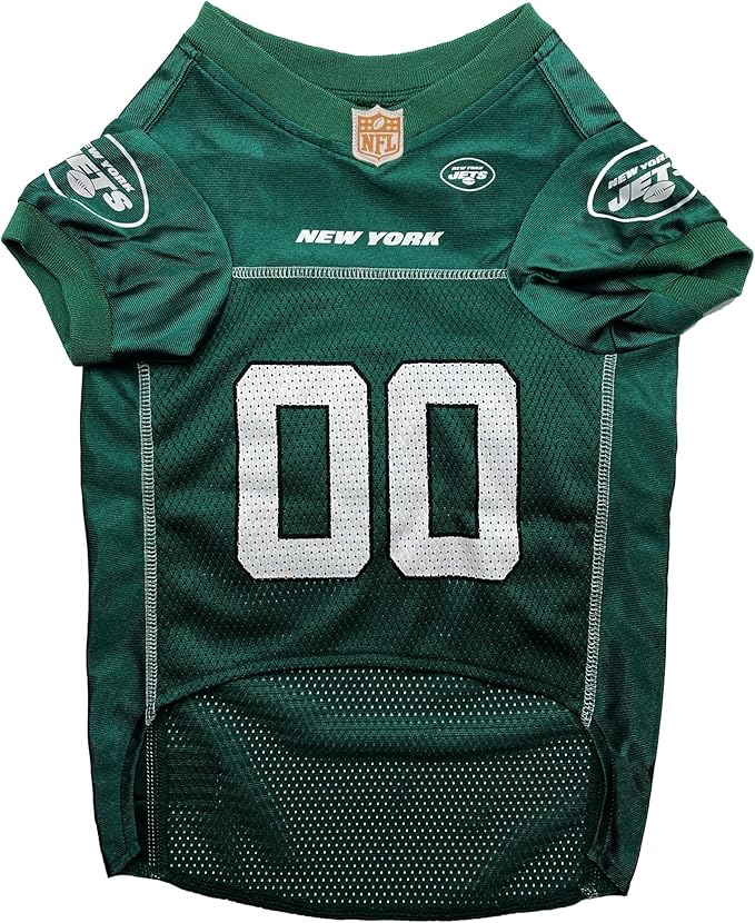 Pets First NFL New York Jets Dog Jersey, Size Small. Best Football Jersey Costume for Pets