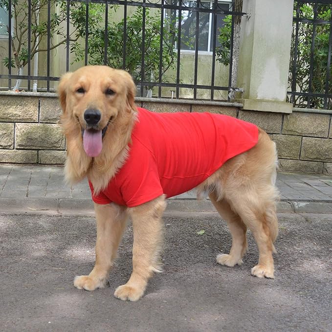 Lovelonglong Pet Clothing Dog Costumes Basic Blank T-Shirt Tee Shirts for Medium Dogs Red XXL