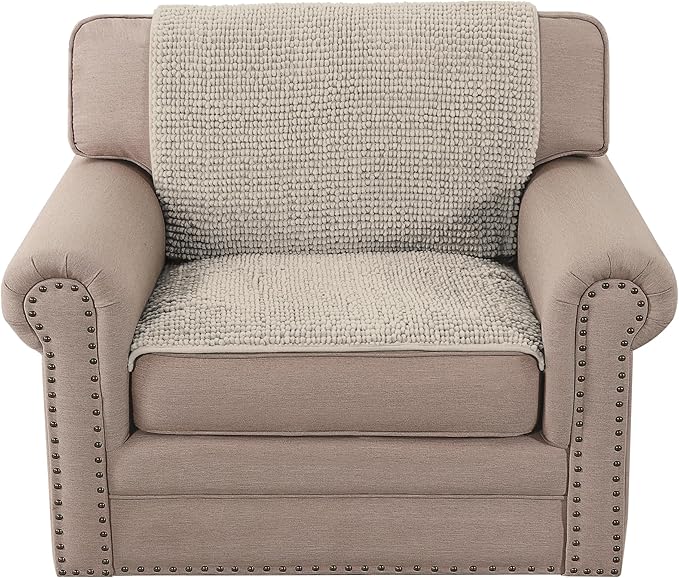H.VERSAILTEX Plush Chenille Couch Armrest Cover 2 Packs Thick and Soft Sofa Covers Furniture Protector Cover for Pets (27.5" x 27.5", Island Fossi)