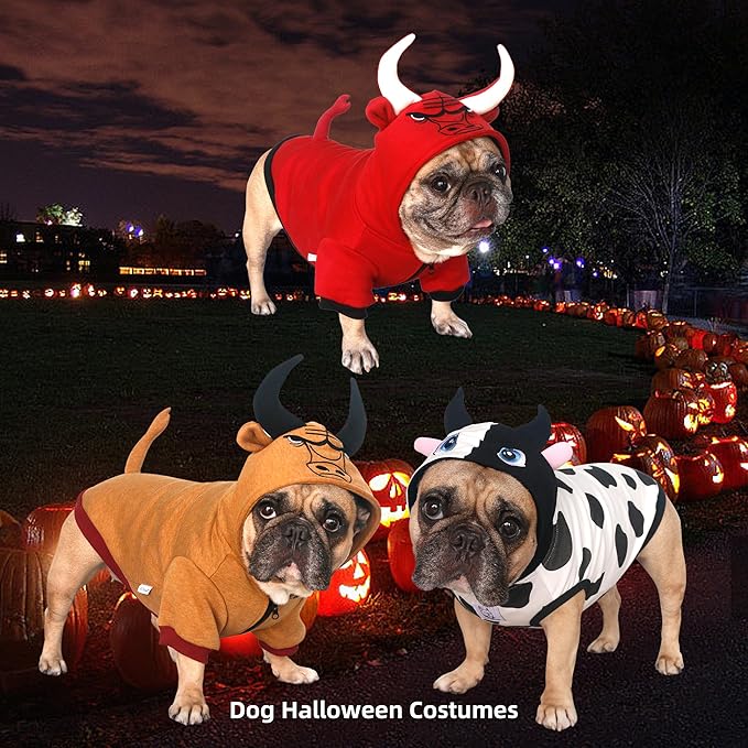 iChoue Pug Milch Cow Costumes Clothes Hoodies Shirts Vest for Medium Dogs Cold Weather Winter Coats French Bulldog Frenchie English Pitbull - White Black, Small