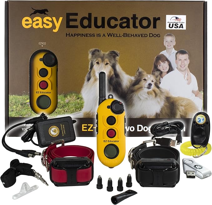 E-Collar Educator EZ-902-1/2 Mile Remote Waterproof Trainer Easy Educator - Static, Vibration and Sound Stimulation Collar with PetsTEK Dog Training Clicker