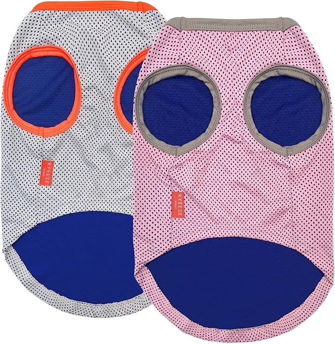 KYEESE 2 Pack Dog Cooling Shirts - Breathable Instant Cooling Vests, Lightweight for Summer Dog Apparel, Pink+Grey, Small