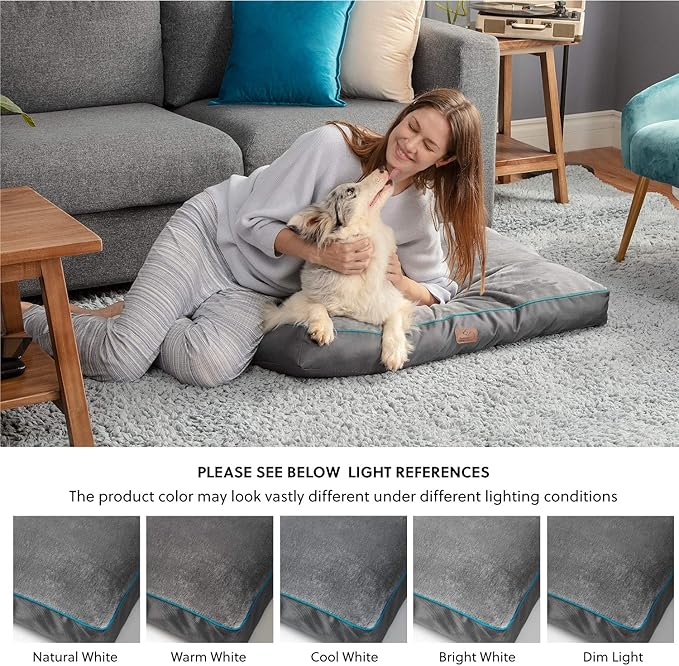 Bedsure Waterproof Dog Bed for Medium Dogs - 4 Inch Thicken Up to 45lbs Pet Mat Pillows with Removable Washable Cover, Grey